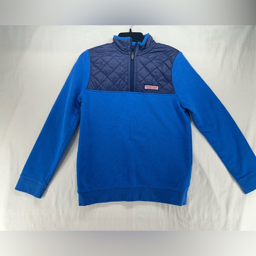 Vineyard Vines Quilted Nylon Shep Shirt 1/4 Zip Pull On Blue Boy’s Large 16